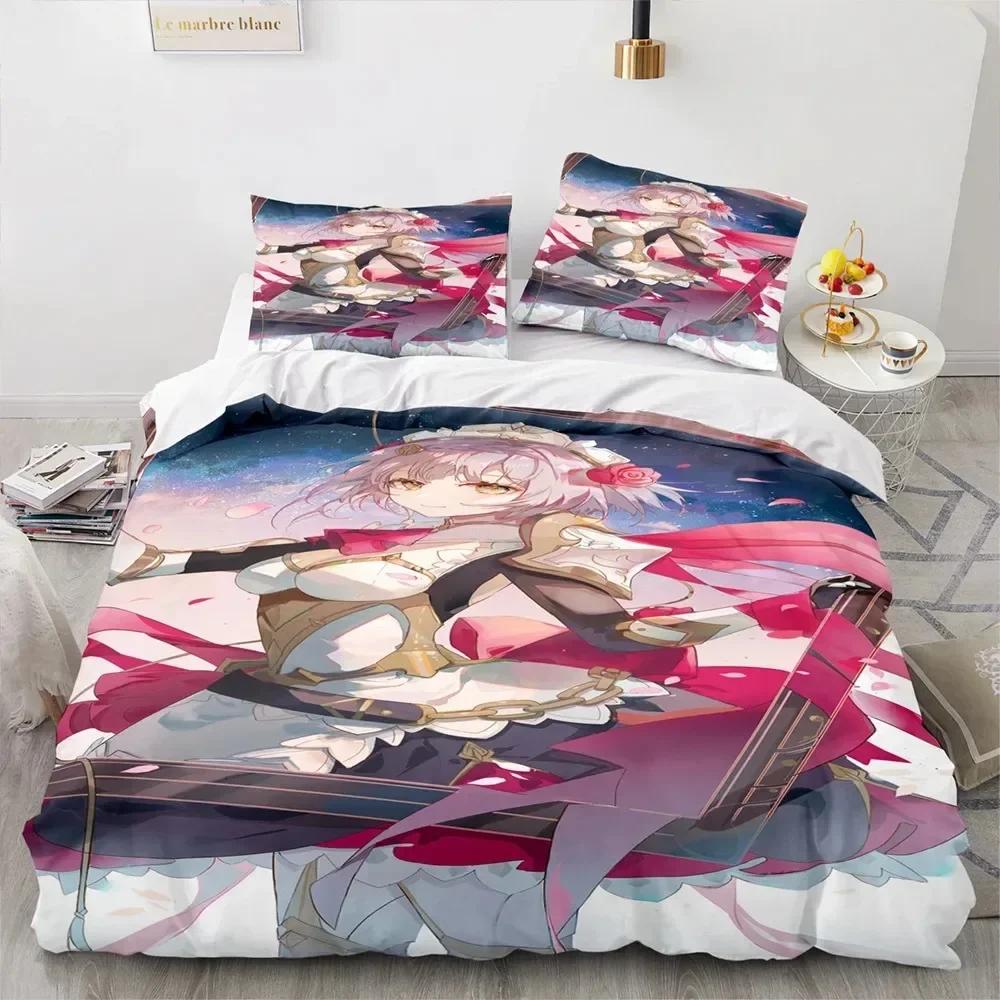 Game Genshin Impact Comforter Комплекты постельного белья Одеяло Покрывало Пододеяльник Наволочка 2-3 предмета Комплекты для мальчиков Взрослый размер