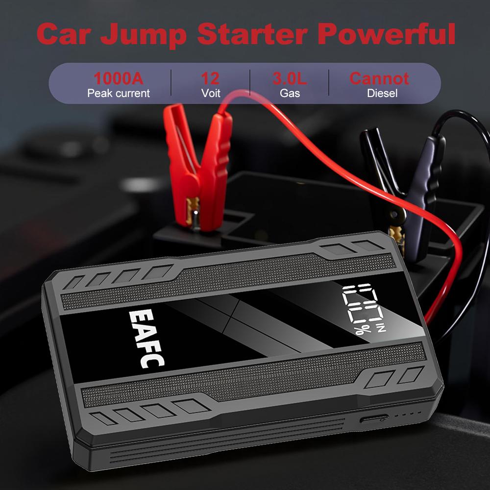 EAFC Стартер-powerbank 12В Бустер для запуска автомобиля 2000А 1000А Быстрое зарядное устройство для аккумулятора Портативное устройство для запуска автомобиля Powerbank