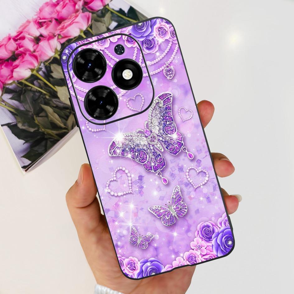 Чехол для Tecno Spark 20C Чехол Spark 20 Pro Популярный Цветок Бабочка Прозрачные Силиконовые Чехлы для Телефона Для Tecno Spark 20 Spark20 Funda