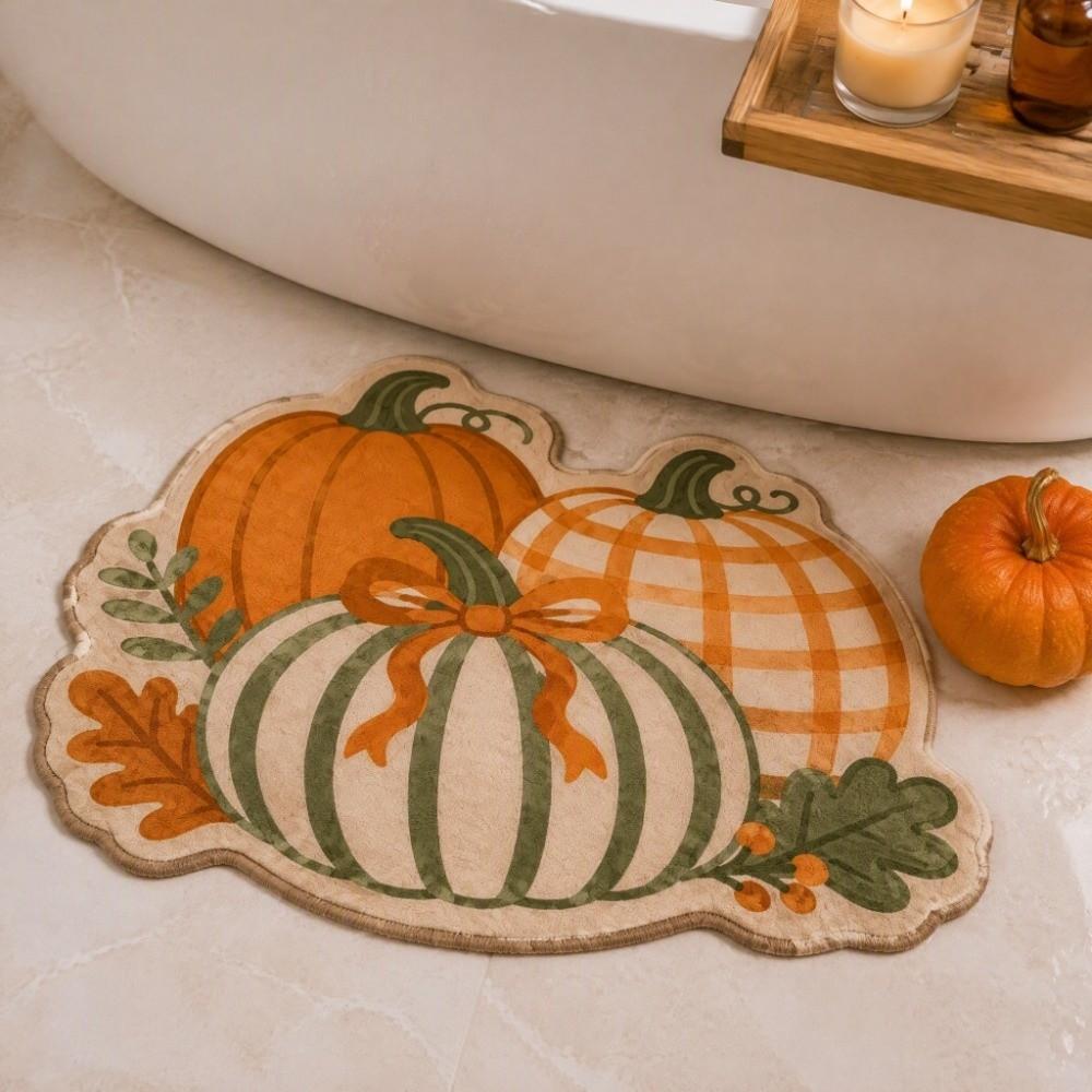 Soft Halloween Floor Mat Skin-Friendly Entryway Rug Easy To Maintain Pumpkin Door Mat Fall Decor