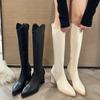 Pointed Toe Knee High Chelsea Boots High Heels Chunky Shoes 2024 Winter Fashion New Party Shoes Pumps Sexy Trend Femme Shoes