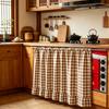 Ruffled Edge Farmhouse Plaid Kitchen Oven Skirt Cotton Privacy Partition Curtain  Porch
