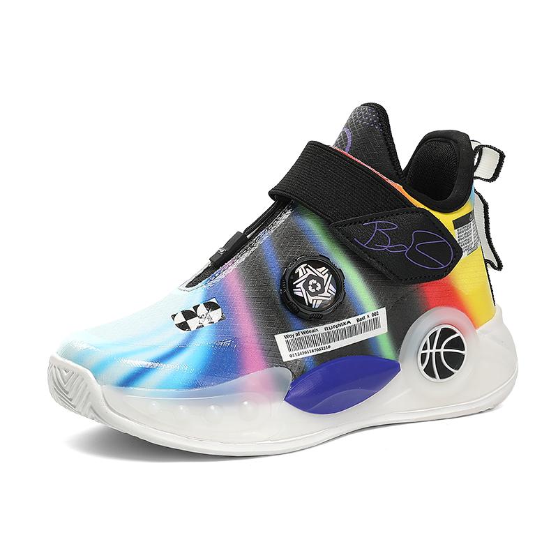 Обувь для мальчиков, осенняя, новая, детская спортивная обувь, вращающиеся кнопки, кожаные, водонепроницаемые, для начальной школы, баскетбольные кроссовки, классные