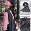 Autumn Winter Women Long Scarf Solid Color Pleated Elegant Womens Shawl Vintage Casual Warm Neck Warmer Trend Cotton Hemp Scarf