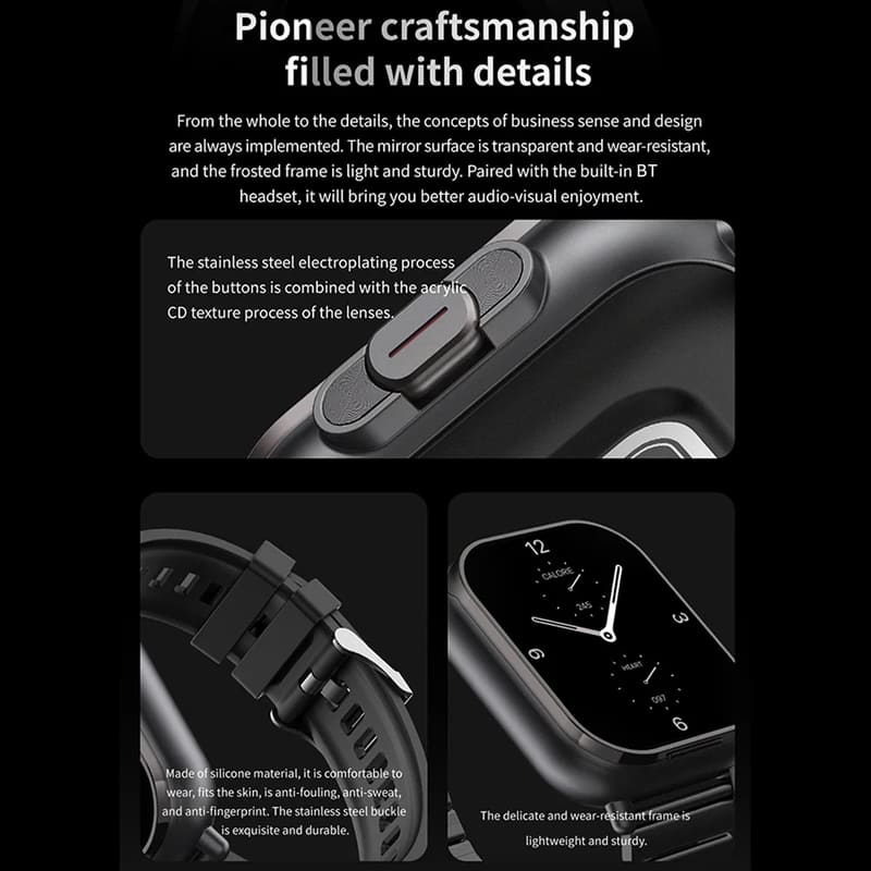 TWS 2 In 1 Smart Sports Watch Wireless Bluetooth Headset Calling Health Monitor Fitness Record Watches With Headset for Men Women