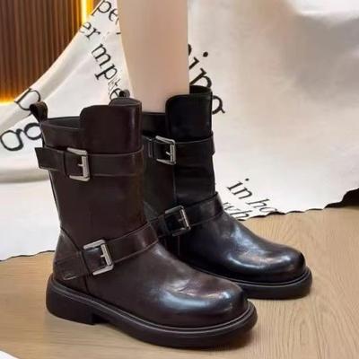Внутренние ботинки осень и зима новые кожаные ретро платформа Мартинсы рыцарские мотоциклетные ботинки