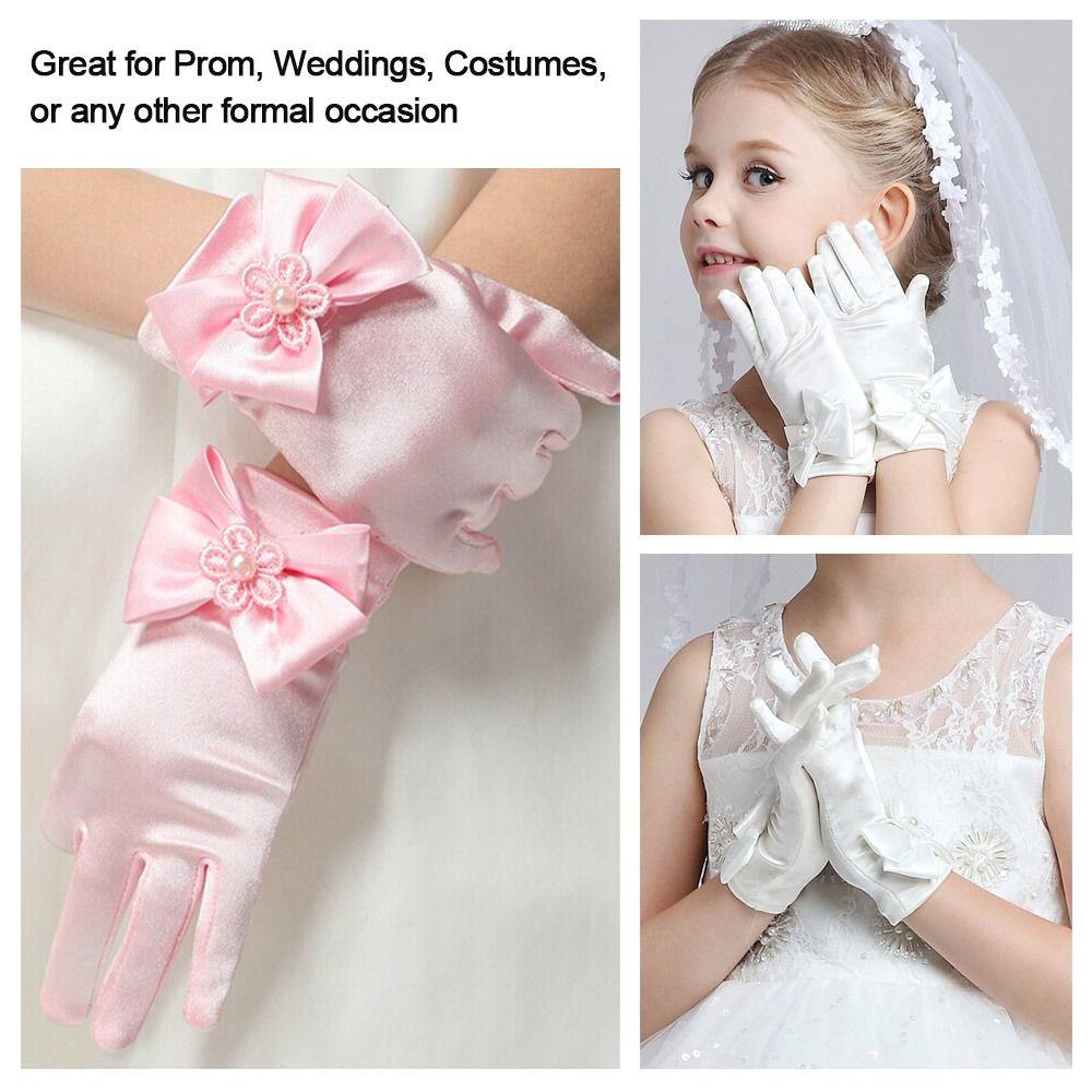Dance Performance Stage Gloves Full Finger Mittens Wedding Flower Girl's Gloves Princess Gloves