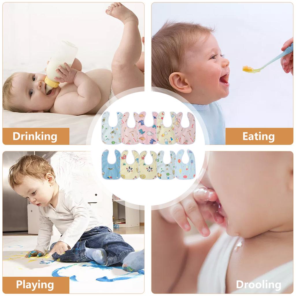 10/20Pcs Baby Bib Saliva Dripping Bibs Drool Bib Cartoon Cute Newborn Feeding Soft Edible Aprons Baby Burp Scarf Baby Supplies
