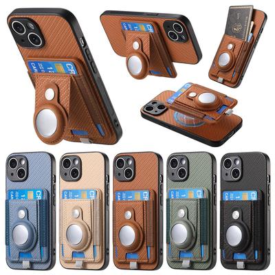 Чехол для iPhone 16 15 14 Plus 13 Mini 12 11 Pro Max Magsafe Чехол для телефона с защитой AirTag Держатель для карт Кошелек Магнитная адсорбция