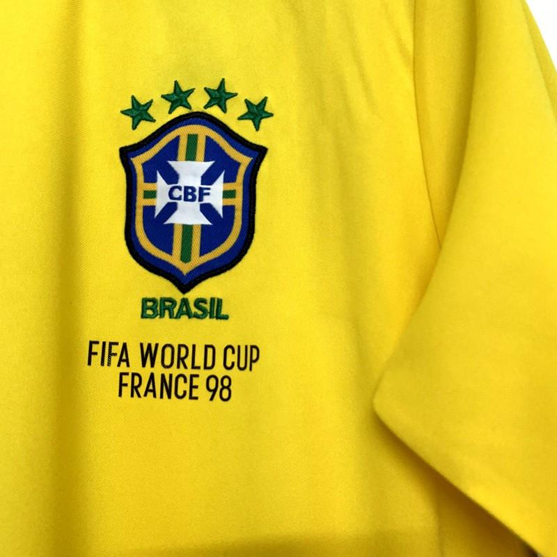 1998 Brazil Home Retro Soccer Jersey Rivaldo Ronaldo Ronaldinho Short Sleeve Training