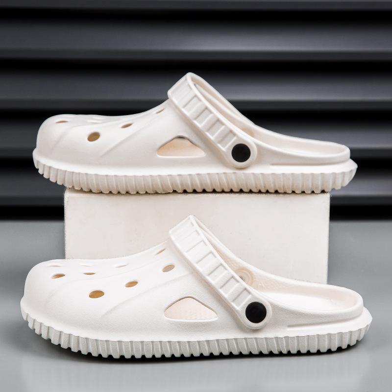 Baotou slippers men's 2024 summer new men's thick bottom stepping on shit feeling wear-resistant breathable outside wearing beach hole shoes