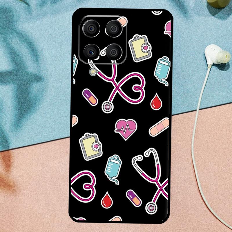 Стетоскоп Сердце Медсестра Для Samsung Galaxy M21 M31 M11 M13 M33 M53 M16 M06 M12 M14 M15 M35 M55 M34 M54 M32 M52 Чехол
