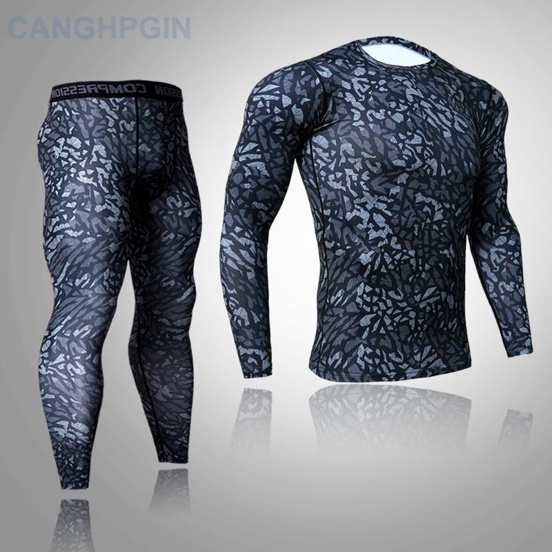 2 шт., комплект термобелья для мужчин Long Johns, леггинсы для фитнеса, компрессионный спортивный костюм, нижнее белье