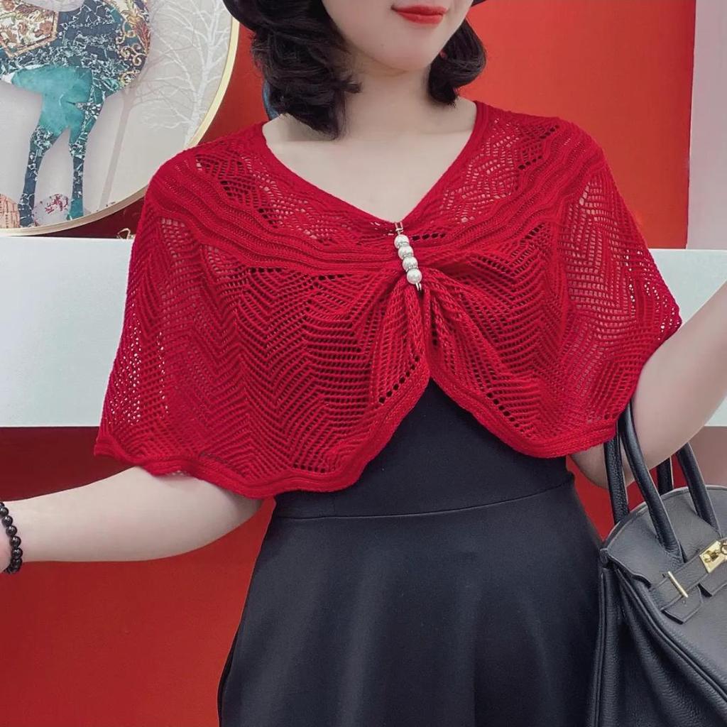 Женская летняя вязаная шаль от солнца - Легкая, стройнящая, верхняя одежда для защиты шеи