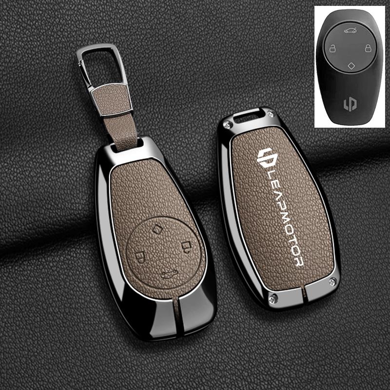 BFM1 Car Remote Key Case Cover For Leapmotor C16 C11 C10 C01 B10 T03 S01 Type Zinc Alloy Leather Protector Auto Keychain Accessories