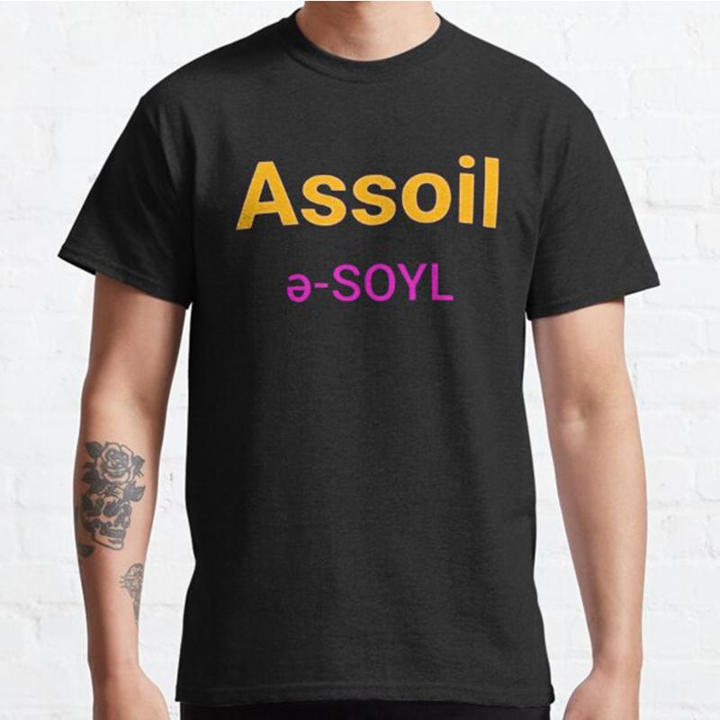 Мужская мода Повседневные футболки с коротким рукавом Assoil Черные футболки Оверсайз футболки