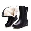 Winter New Soft Leather Boots Fleece Non-slip Wool Women's Medium Tube Mother Cotton Shoes Flat Bottom Warm Thickened Winter Shoes
