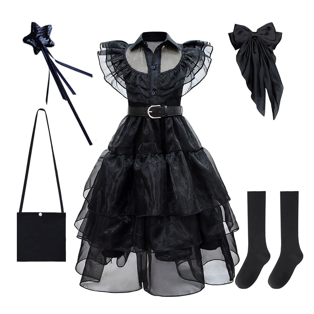Фильм Среда, платья для косплея, Среда Аддамс, карнавальный костюм, готический ветер, детское платье, костюмы для Хэллоуина