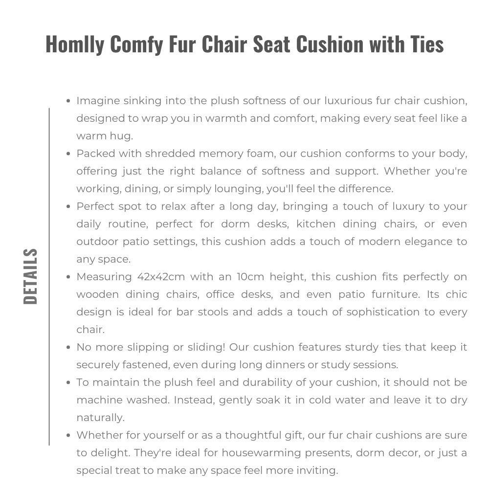 Homlly Comfy Fur Chair Seat Cushion with Ties