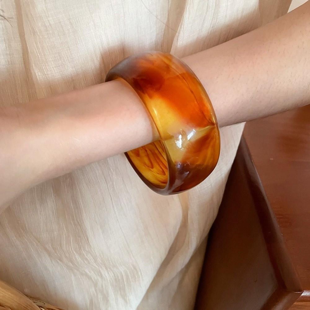 Round Resin Bangle Europe American Style Cuff Bangles Temperament Wide Open Bangle Women