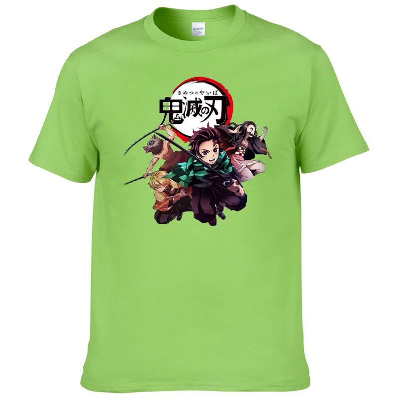 Печатная футболка Demon Slayer Kimetsu no Yaiba Мужская Харадзюку 100% Хлопок Футболка с коротким рукавом Летняя одежда Мужские Топы F171