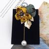 Women Cloth Art Pearl Fabric Flower Brooch Cardigan Shirt Shawl Pin Coat Badge Jewelry Accessories