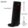 Fashion 2025 New Black Pu Long Boots Women Winter Sexy Pointed Toe High Heel Knee-High Boots Metal Decoration Designer Woman's Y2K Shoes