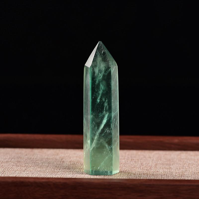 Radiant Natural Green Fluorite Quartz Crystal Point Hexagonal Wand For Healing And Reiki