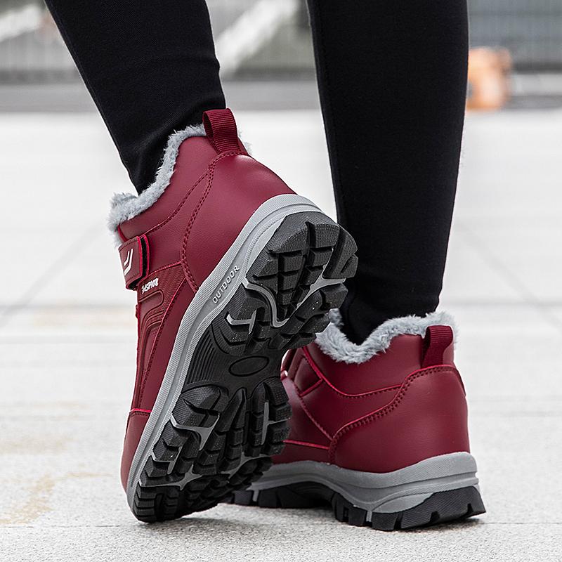 35-45 Зимние высокие хлопковые ботинки для пожилых людей Водонепроницаемые и теплые кожаные туфли для родителей Кроссовки для походов Кроссовки для походов