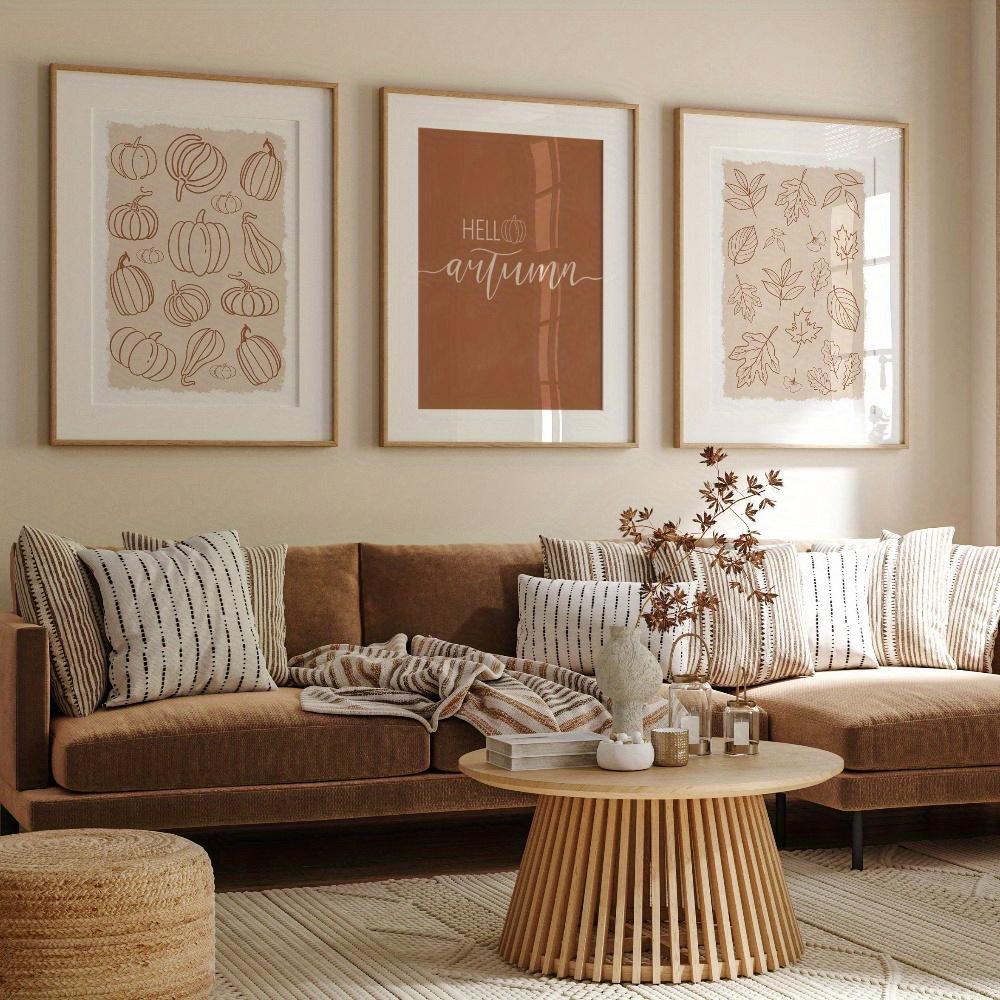 Orange Hello Autumn Poster Autumn Leaf Printing Fall Pumpkin Decoration Gift Poster Suitable for Room and Bedroom Decoration