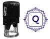 Printtoo R-40 Square Swirl Border Q Alphabet Monogram Initial Self Inking Rubber Stamp Office