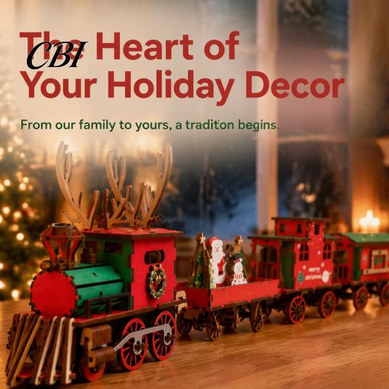 Kids Educational Toy DIY Wooden Christmas Train Craft Kit, Vintage Reindeer Locomotive Puzzle Model, Kit Festive Tabletop Decor for Holiday, Creative