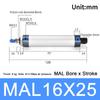 1Pcs 16/20/25/32/40mm Cylind Bore MAL Cylinder Double Compressed Mini Cylinder