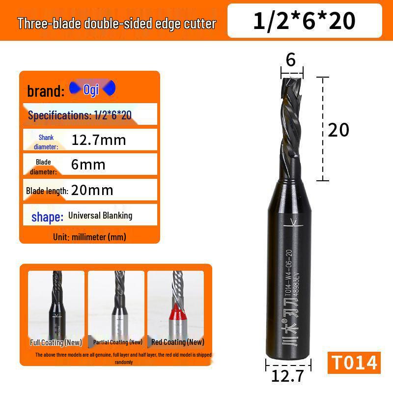 Kawaki T013 Three-Blade Double-Sided Spiral Carbide Scoring Cutter for Woodworking