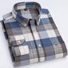 Men's Plaid Checkered Long Sleeve Oxford Woven Shirt Single Patch Pocket 100% Cotton Standard-fit Versatile Casual Shirts