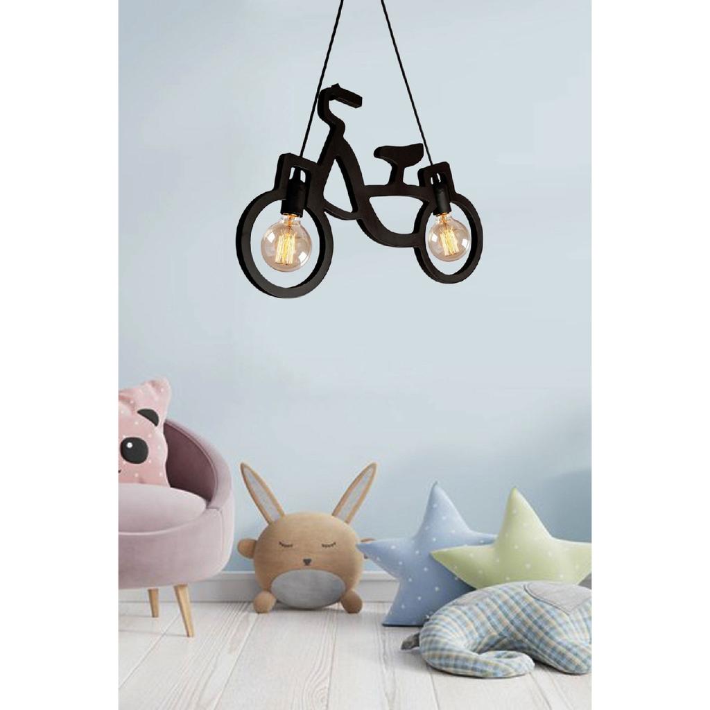 Деревянная черная велосипедная сталактитовая люстра из дерева, роскошная деревенская современная декоративная лампа, люстра для детской комнаты