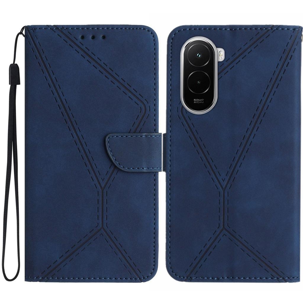 For Xiaomi Poco M7 4G (EU) (171mm) Case Skin Touch Lines Imprinted PU Leather Flip Phone Cover