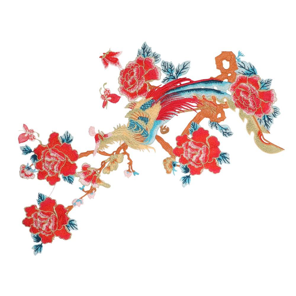 1pcs Red Color Pattern Phoenix Flower Patch Practical Design Chinese Style Patch For Clothes DIY