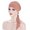 Stretch Fashion Muslim Headwrap Crystal Hemp Long Tail Bow Turban Hat Chemo Cap