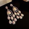 Colored Crystal Dangle Earrings Exaggerated Design Tassel Earrings  Ladies' Jewelry