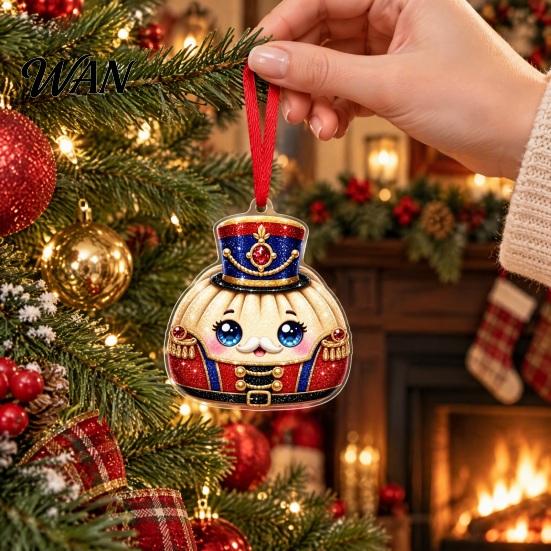 Chinese Style Festive Ornaments Dumpling Christmas Ornament for Tree, 2D Flat Acrylic Cute Cartoon Holiday Decoration Pendant Decorations Teens Kids,