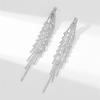 Роскошные длинные серьги-кисточки с полной бриллиантовой инкрустацией для женщин