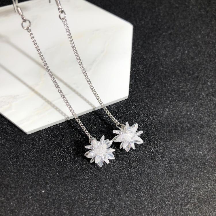 Австрийские серьги из супер-блестящего хрусталя, серьги-пусеты, нишевые серьги с высококлассным темпераментом, длинные простые серьги, серебряные иглы 925 пробы.