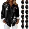Женская рубашка-блузка с принтом и пуговицами, длинный рукав, повседневный базовый рубашечный воротник, обычный топ