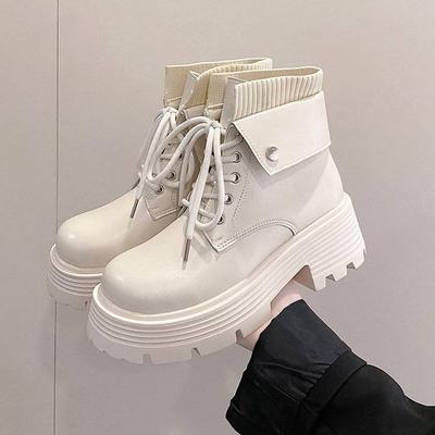 Женские ботинки Мартин 2025 осень и зима новые толстый каблук ремешок сигаретная трубка эластичные ботинки британский стиль платформа челси короткие ботинки женские