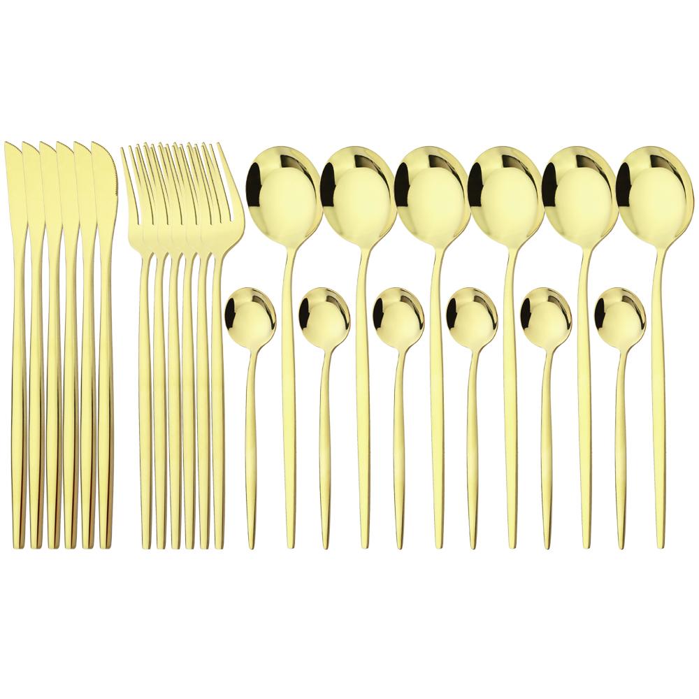 Новинка, 24 шт., мятно-золотой набор столовой посуды, нож, вилка, кофейная ложка, столовые приборы, столовые приборы в стиле вестерн из нержавеющей стали, столовые приборы, столовые приборы Kiechen, серебро