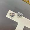 Huitan Heart Shaped Cubic Zirconia Stud Earrings for Women Temperament Love Earrings Wedding Luxury Fashion Lady's Ear Jewelry