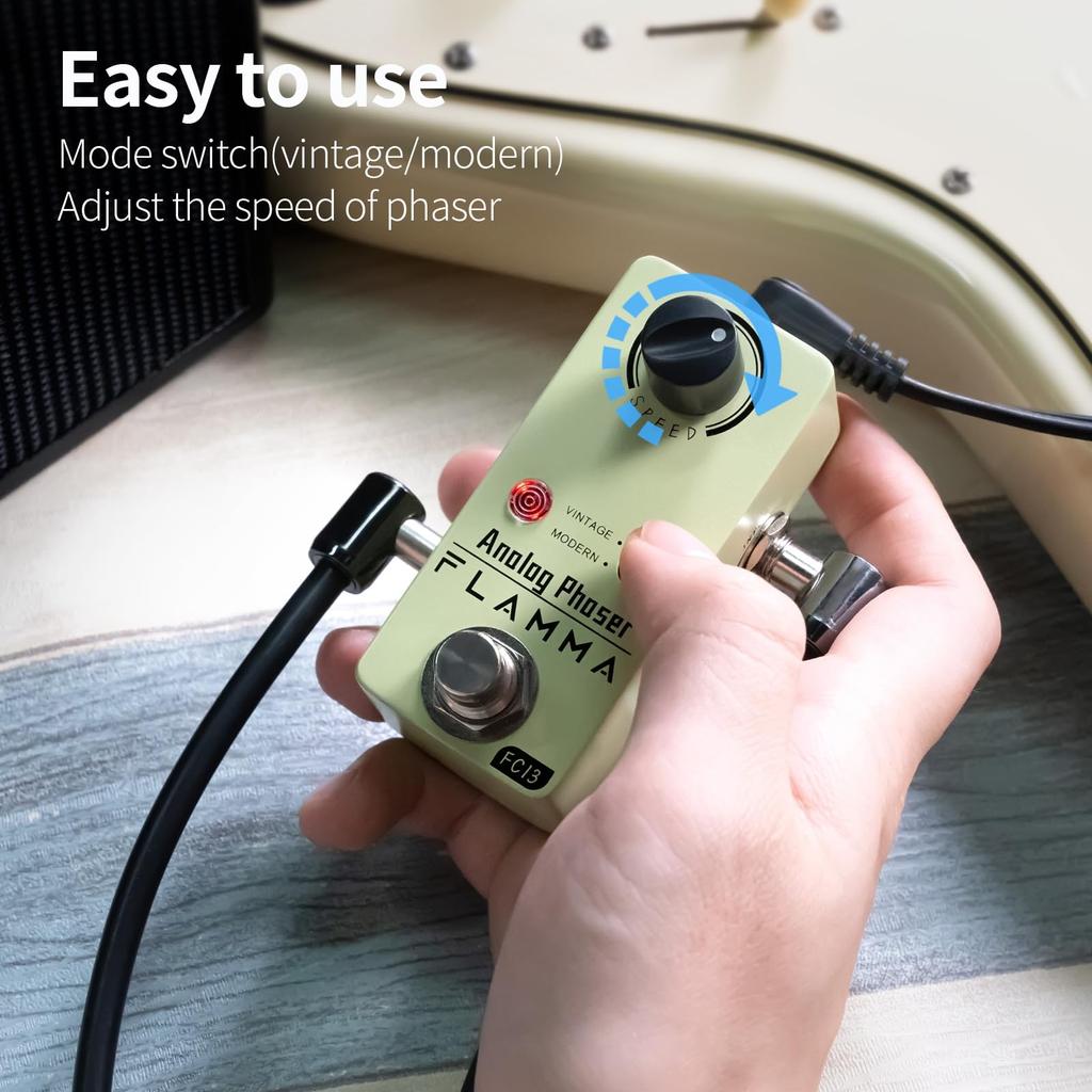 FLAMMA FC13 Phaser Guitar Pedal Analog Phase Effect Mini Pedal Classic Vintage Modern Mode True Bypass Phaser Yellow
