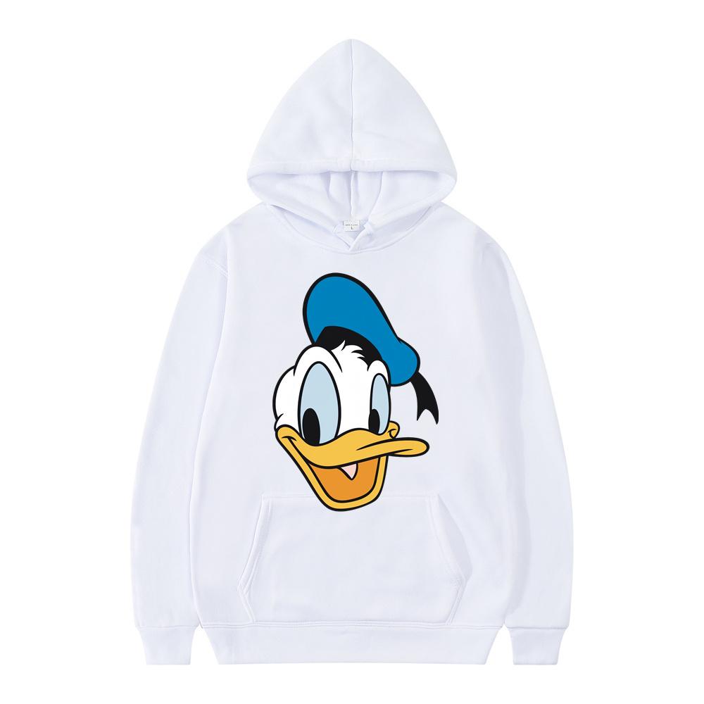 Новые худи Disney Дональд Дак 2024 года для мужчин и женщин, повседневные, в стиле хип-хоп, уличная одежда, толстовки с длинными рукавами, осенние топы и пальто для мальчиков и девочек.