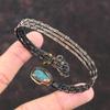 Колючая устрица медно-бирюзовый браслет-манжета, медная проволока, обернутая в ювелирные изделия, регулируемый браслет ручной работы, красивый браслет с драгоценными камнями, подарок для нее